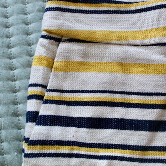 Cream, Yellow, & Navy Blue Striped Flat Front Riviera Shorts - Picture 2 of 6
